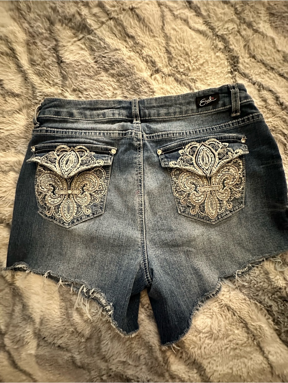 Earl Jeans Dark Blue Embroidered Denim Shorts